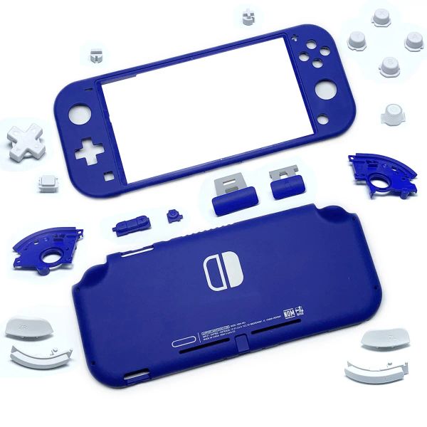 Hüllen Ersatz-Kunststoffschale, Gehäuse, Tasten für Nintendo Switch Lite-Konsole, Vorder- und Rückseite, Frontplattenabdeckung, Blau