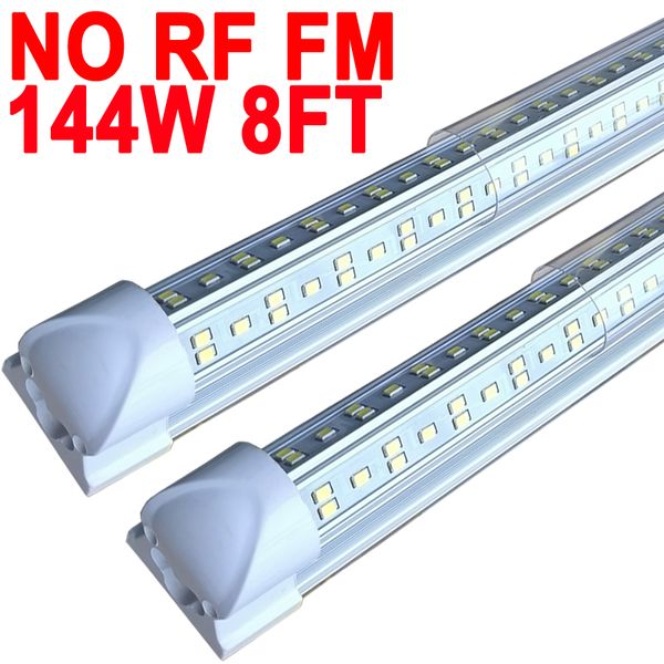 NO-RF RM LED T8 luminária única integrada, 8FT 144000lm, 6500K, 144W luz de loja LED utilitária, teto e luz sob o gabinete para garagem elétrica com fio crestech