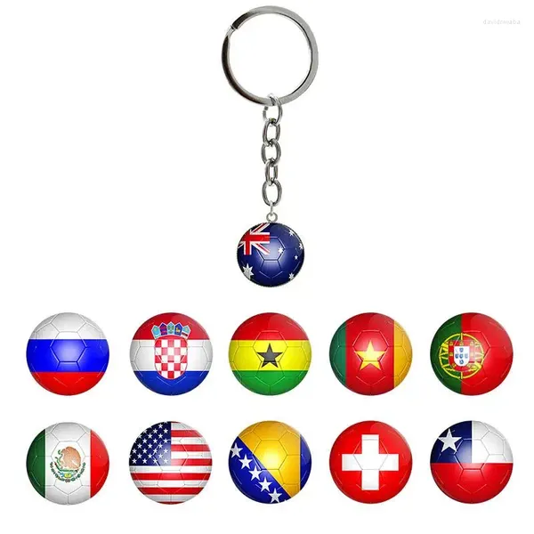 Keychains World Football Match Nationl Flag Resin Soccer Pingente Keyrings Creative Jewelry Gifts B1206