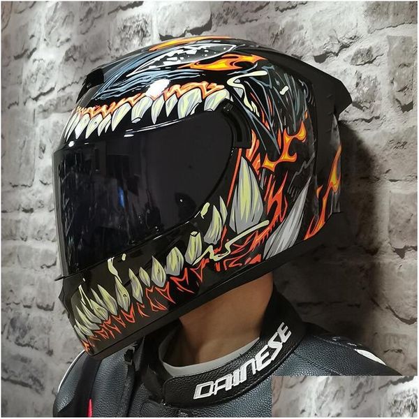 Мотоциклетные шлемы Fl шлем Venom мужские аксессуары с двойными линзами для мотокросса мотоцикл Dot Appd Bluetooth Antifog 702 Прямая доставка Dhdor