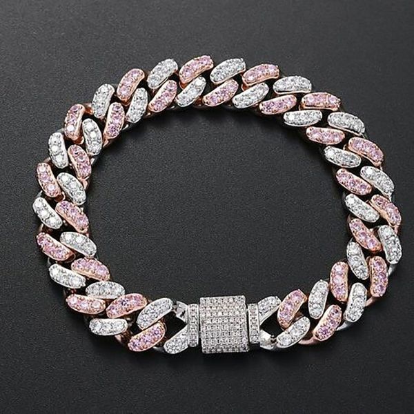 Bracciale da uomo 12mm 7 pollici 8 pollici Miami Cuban Link Chain Bracciale Hip hop CZ Braccialetti cubani Cubic Zirconia Jewelry191P