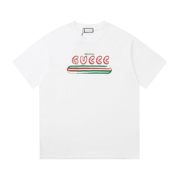 Clássico linhas vermelhas e verdes design de letras manga curta designer GGity Fashion T-shirt Primavera verão tendência masculina e feminina camiseta de algodão puro