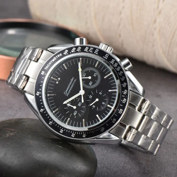 Relógios de pulso multifuncionais Omeg de aço inoxidável para homens Novos relógios masculinos All Dial Work Relógios de quartzo Relógio de marca de luxo superior Relógio masculino de alta qualidade da moda