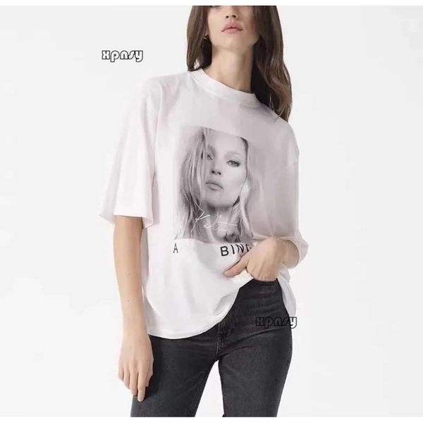 Maglietta mezza manica T-shirt con stampa lettera T-shirt AB Camicia in cotone morbido T-shirt manica corta da donna Polo Felpa Anines Bing Donna 453