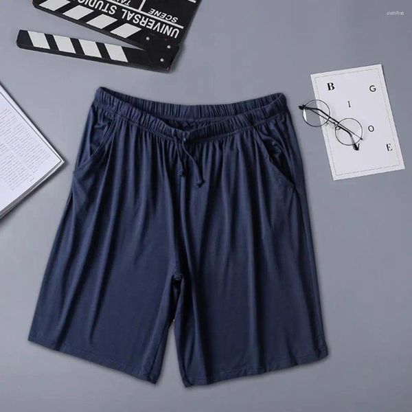 Shorts masculinos absorventes de suor, pijama de verão confortável, calças com cordão para esportes em casa