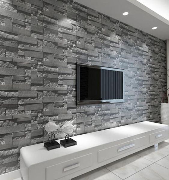 Moderno design tridimensionale 3D carta da parati rotolo di mattoni di pietra sfondo muro di carta da parati in vinile soggiorno rivestimento murale8849093