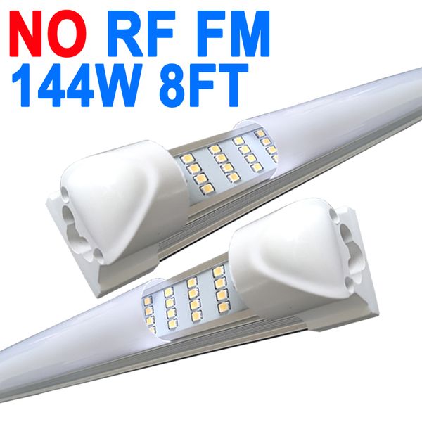 Lampada da negozio a LED, 8 piedi 144 W 6500 K bianco freddo, luci a tubo LED integrate T8 da 8 piedi, illuminazione per garage magazzino, 4 file, rendimento elevato, crestech collegabile