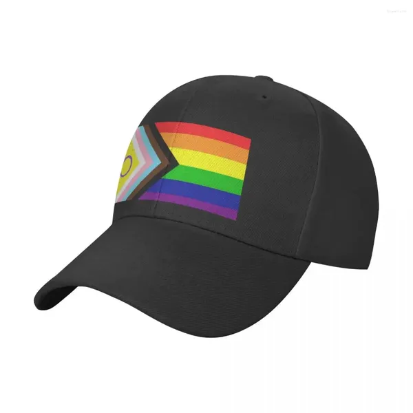 Berets 2024 Intersex-Inclusive Progress Pride Flag Baseball Caps Snapback Männer Frauen Hüte Einstellbare Casual Cap Hip Hop Hut