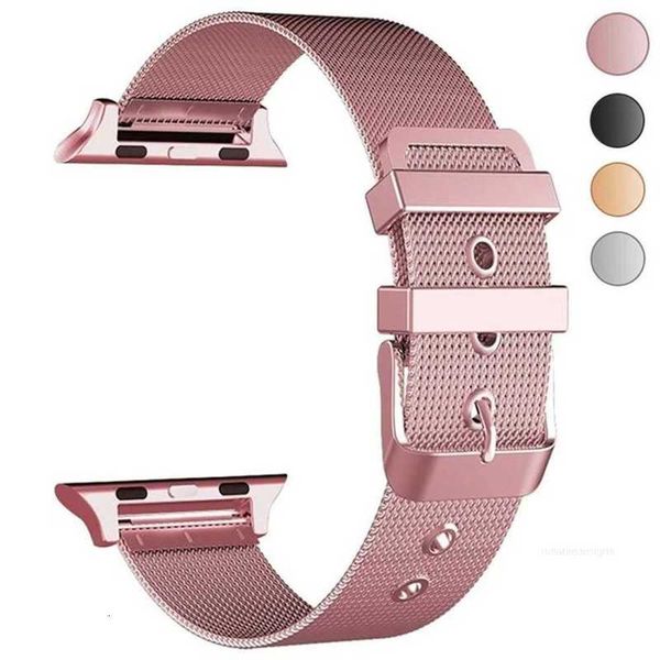 Tasarımcı Milanese Loop Strap Apple Watch Ultra 49mm Iwatch 8 SE 7 6 5 4 3 41mm 45mm 40mm 44mm 38mm 42mm paslanmaz çelik metal erkekler kadın bilezik bandı kemeri iwatchband'a