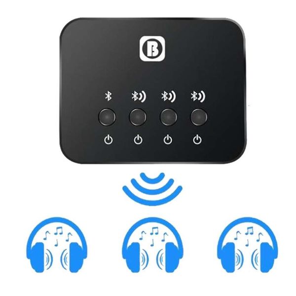 Comunicazioni Bluetooth per 3 auricolari wireless che lavorano insieme Splitter audio Trasmettitore Adattatore splitter Condivisione del ricevitore musicale