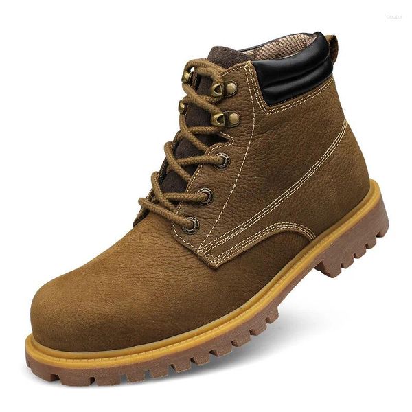 Stivali 2024 moda per uomo in vera pelle moto da uomo stile inglese scarpe casual mid-top deserto tattico militare