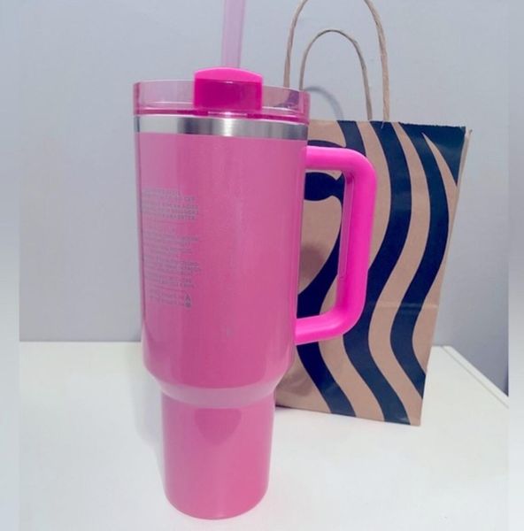 US Stock Black Chroma 1: 1 LOGO Winter pink Red holiday THE QUENCHER H2.0 Cosmo Pink Parade TUMBLER 40 OZ copos gelados 304 swig canecas de vinho Gift Target Garrafas de água vermelha E0228