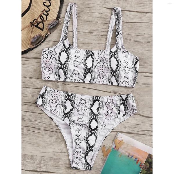 Damen-Bademode, Badeanzug, Blumen-Bandeau-Druck, zweiteilig, Strand-Bikini, Bademode, Tankinis-Set