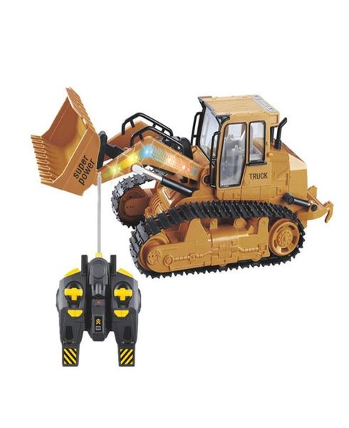 XM Grande Bulldozer de controle remoto simulado com som leve Modelo de carro de brinquedo Brinquedo de carro de engenharia equipado com carregamento USB LJ200912038095