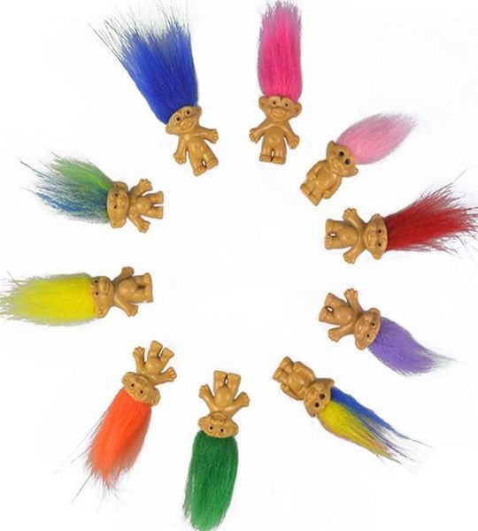 Mini Troll Bonecas Trolls Vintage Cabelo Colorido Boneca da Sorte Cromática Fofa Coleção de Artes Artesanato Coleção Brinquedo de Festa Gi7308637