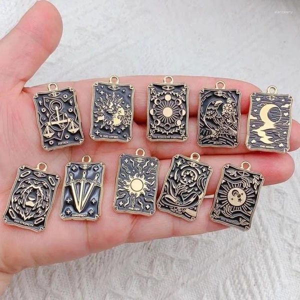 TAHLİKLER 10 adet Sun Moon Hayvan Tarot Mücevher Yapma Emaye Kolye Kolyesi DIY DIY Malzemeleri Bilezik Telefon Zanaat Aksesuarları