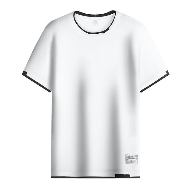 Camiseta de algodão de manga curta masculina verão moda solta ajuste em torno do pescoço topo básico camiseta para homem casual wear na moda streetwear