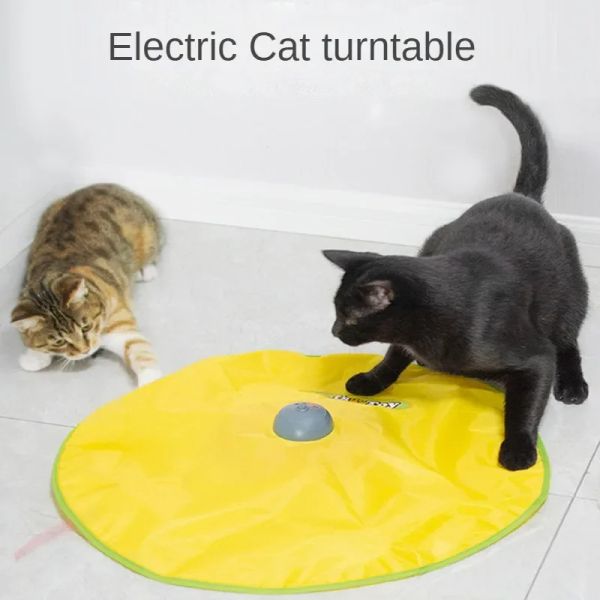 Oyuncaklar Pet Electric Cat Oyuncaklar 4 Hız Kontrolü Döner Tablo Otomatik Döndürme Eğlence Malzemeleri Ücretsiz Eller Etkileşimli