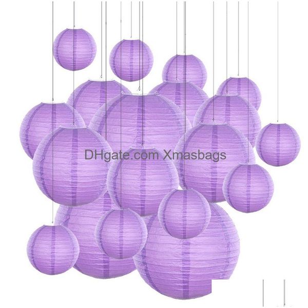 Andere Event Party Supplies 20 teile/los 612 Mix Größe Violette Papierlaternen Chinesische Laterne Lila Ball Lampion Für Hochzeit Urlaub Dezember Dhzqc