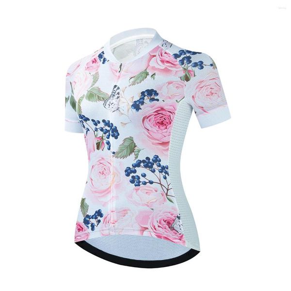 Conjuntos de corrida Camisas de Ciclismo Tendência Feminina são Flores Simples e de Cores Claras