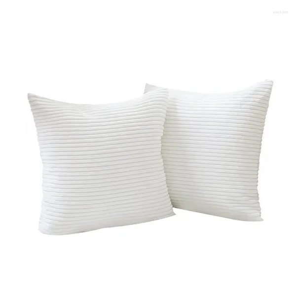 Travesseiro 2 capas de decoração listrado veludo veludo decorativo lance capa para sofá branco puro