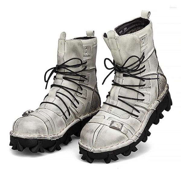 Stivali Moto Pelle Equitazione Motocross Botas Motoscafi Scarpe Moto Caviglia Teschio Rosso Inverno Combat 50