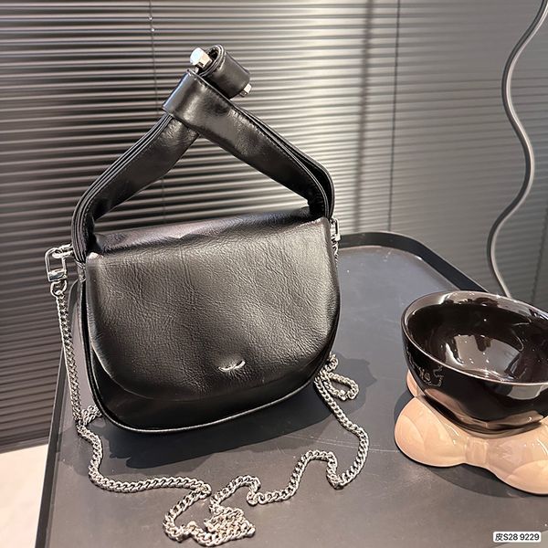 Zincir çanta moda kadın omuz çantası deri 18 cm clamshell gümüş donanım metalist çapraz üst lüks tote ince zincir crossbody çanta makyaj çantası cüzdan sacoche