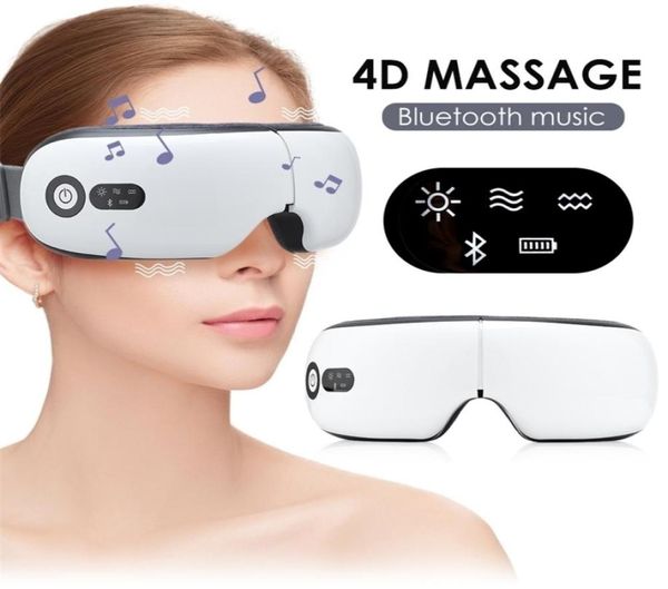 Massageador de olhos 4D Vibração de pressão de ar Instrumento de cuidados com os olhos Fadiga Aliviar Compressa Bluetooth Música Óculos de massagem inteligentes 2102282149986