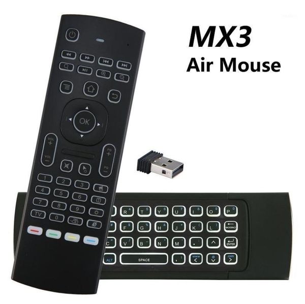 Controladores remotos MX3 Backlit Air Mouse T3 Smart Voice Control MX3L 24G IR Learning Teclado sem fio para Android TV Box14810723