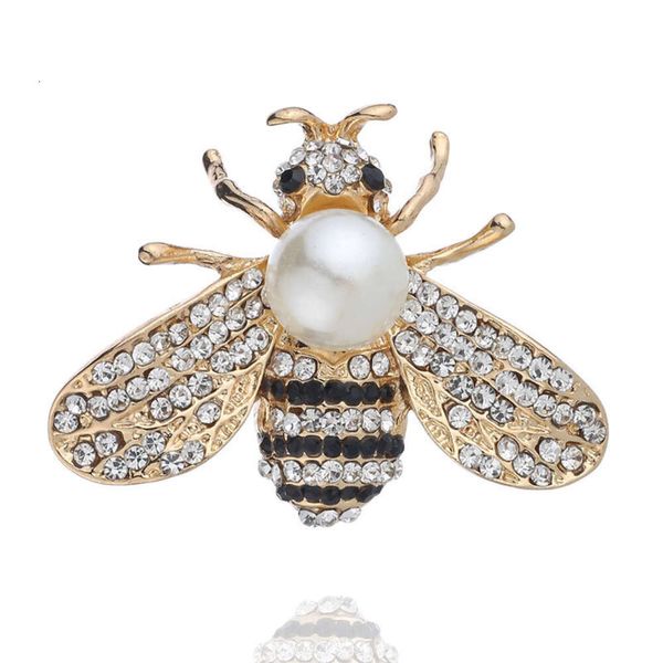 Корейская версия с инкрустированной бриллиантами высококачественной жемчужной брошью в виде пчелы с мультяшными насекомыми, цветочными аксессуарами на груди для одежды, пряжкой для шарфа, двойного назначения