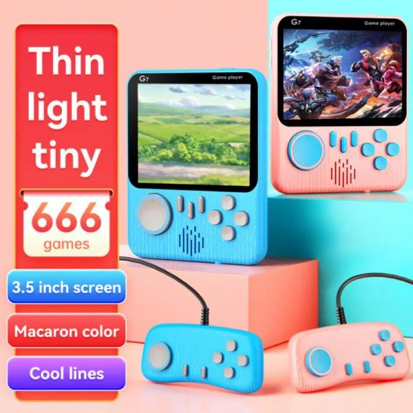 Jogadores Retro Video Game Console G7 Builtin 666 Jogos AV Out Pocket Consoles de jogos portáteis Ultrathin Portable Gaming Player Kids Gift