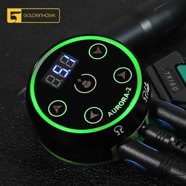 Vestidos goldenhawk profissional aurora fonte 2 fonte de alimentação tatuagem digital com adaptador mini led touchpad para tatuagem arma