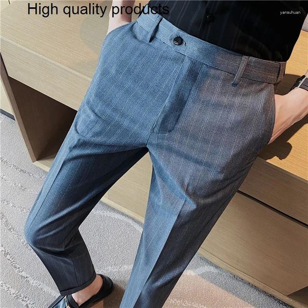 Abiti da uomo 2024 Autunno Inverno Pantaloni da completo a righe Abbigliamento uomo Coreano Slim Fit Business Abbigliamento formale Pantaloni da ufficio Plus Size 29-36