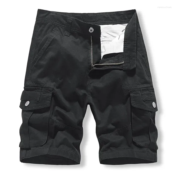 Pantaloncini da uomo stile safari giapponese cargo short da uomo estate outdoor casual molte tasche cotone traspirante tinta unita streetwear