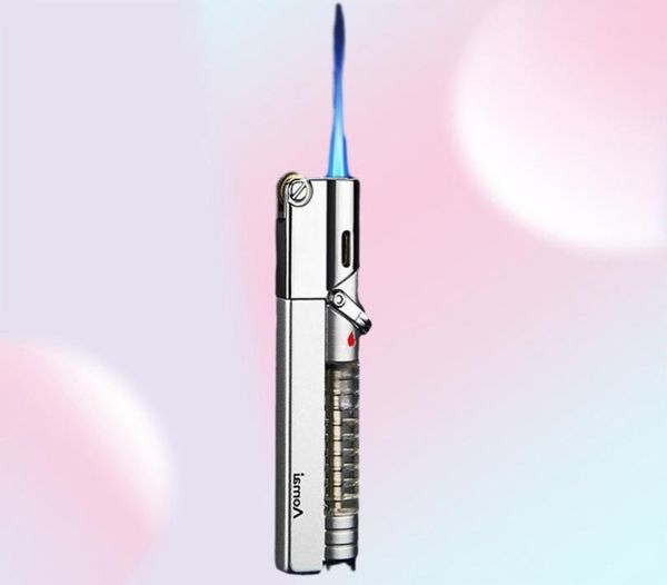 Aomai Jet Accendino Carburante Visibile Antivento Torcia Blocco di sicurezza Fiamma diritta Finestra di gas ricaricabile per sigaro BBQ Cucina Cottura2889004