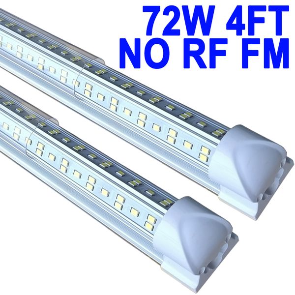 25er-Pack LED-T8-Ladenleuchte, 4 Fuß, 72 W, 6500 K, Tageslichtweiß, verknüpfbar, integrierte NO-RF-RM-LED-Röhrenleuchten mit klarer Abdeckung, LED-Balkenleuchten für Garage, Werkbank, Crestech