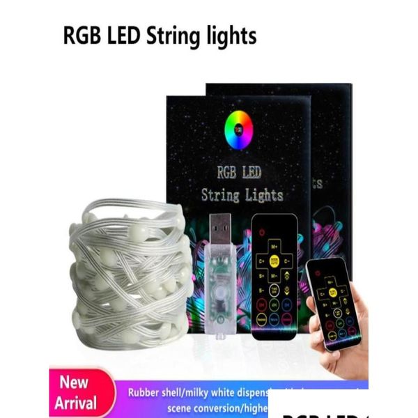 Stringhe Led M1862 5M10M 100 Luci Rgb Telecomando Alimentatore Usb Micro Mini Filo di Rame Argento Cielo Stellato Goccia di Natale Consegna Dha3M