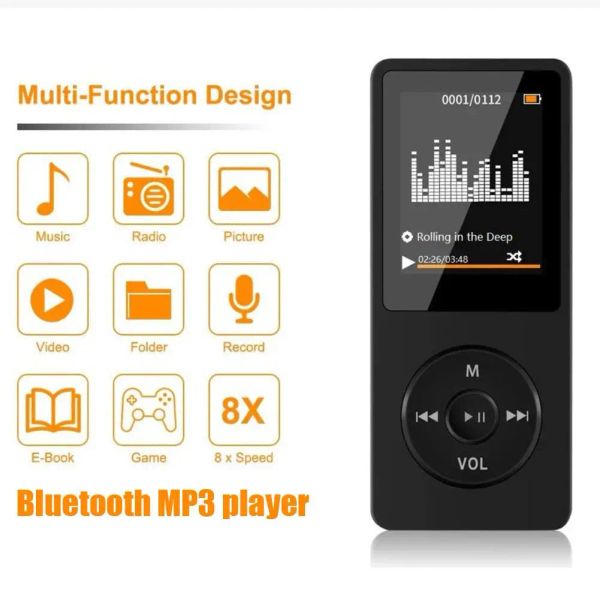 Jogadores novos atualizações Bluetooth MP3 Music Player Portable Ultrathin Hifi Sound Walkman com FM Radio/eBook/Recorder/MP4 Player Video Player