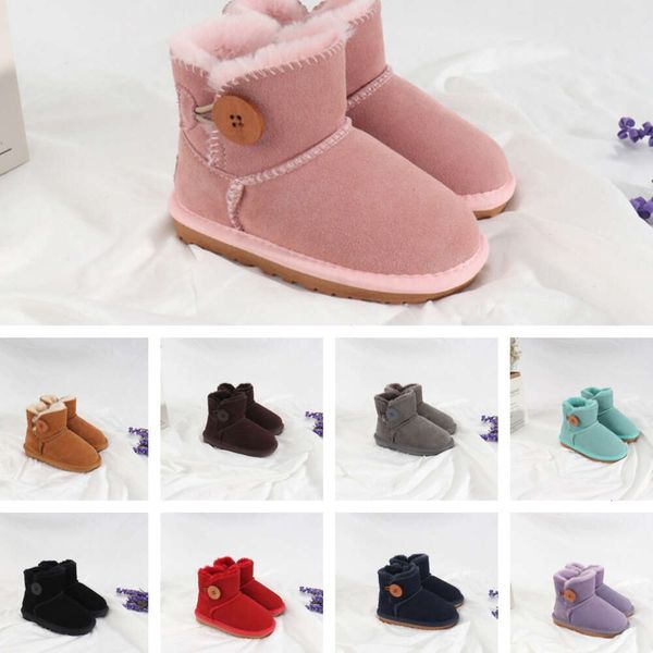 Crianças Botas de Criança Tasman Chinelos Tazz Austrália Sapatos de Bebê Castanha Fur Slides Couro Real Ultra Mini Bota Inverno Semente de Mostarda Flat Mules Botas de Neve 22-35 2024