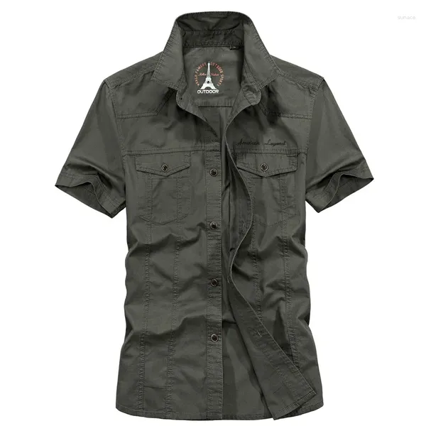 Camicie casual da uomo Uomo Stile militare Multi tasche Utensili Camicia estiva in cotone a maniche corte di alta qualità 4XL