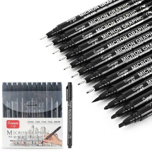 Marcadores GN 8050 Recarregável Micron caneta preta FinEneliner de desenho à prova d'água marcador de caneta papenaria Anime School Art Supplies Kit Canetas