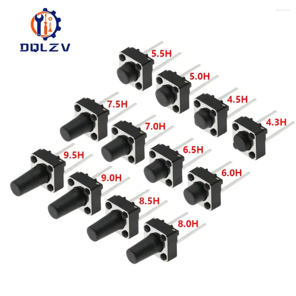 Interruptor de botão de controle de casa inteligente 12V Cobre 2PIN DIP2 SMD Micro 6X6X5 4.3 5 5.5 6 7 8 9 10 11 12 13 15MM TV Toys Use