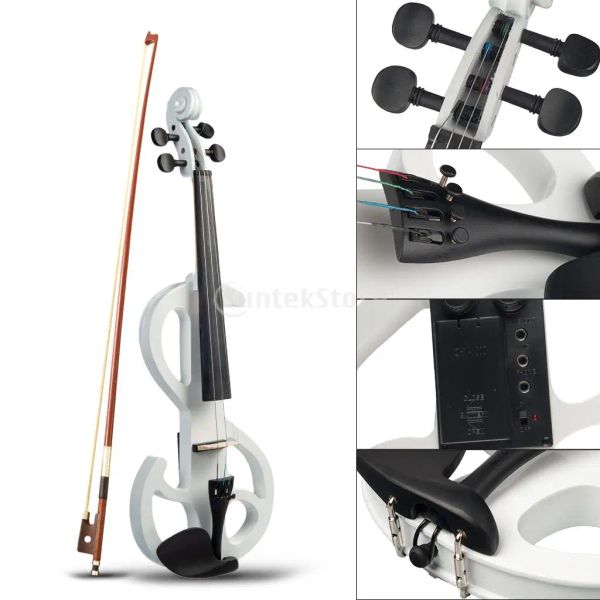 Violine, 23 Zoll, volles 4/4-Größen-E-Violen-Set mit Bogen, solider Hartschalenkoffer, Ahorn-Kopfhörer, Holz-Instrumentenkörper für Anfänger