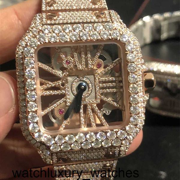 Carterss Armbanduhren Diamanten Uhr Skeleton Sier VVS1 VIP PASS TT Quarzwerk Top Qualität Herren Luxus Iced Out Saphir mit Box
