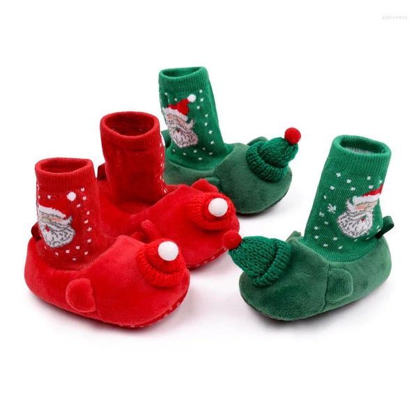 Primeiros caminhantes Presente de Natal Nascido Bebê Sapatos Meninos e Meninas Casual Flat Sneakers Algodão Antiderrapante Botas Quentes