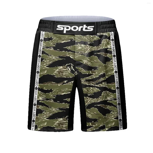 Shorts masculinos Cody Lundin Sports para Mma Muay Thai Calças Design Personalizado Impressão Camuflagem Treinamento Fitness Bjj Verde