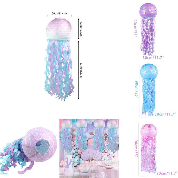 Yeni asılı denizanası kağıt fenerler parıltılı deniz kızı dekor kızlar doğum günü deniz temalı parti dekorasyonları