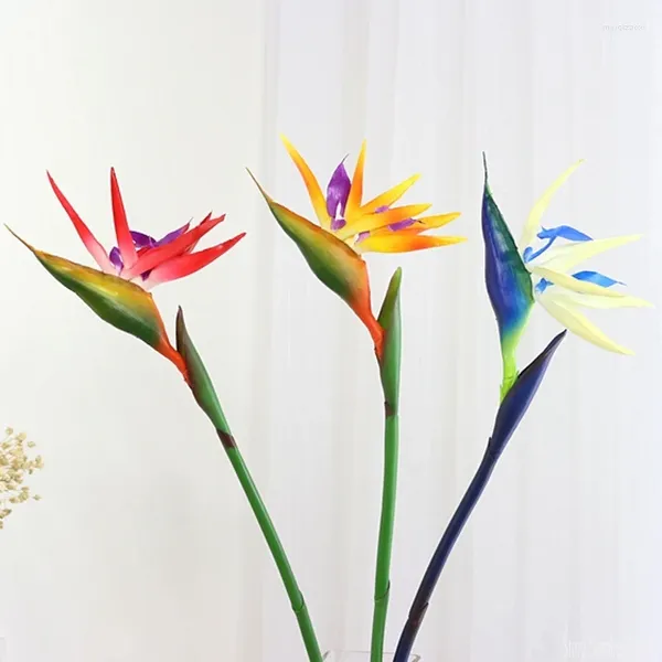 Flores decorativas 2024 silicone paraíso pássaro strelitzia simulação belo arranjo de flores falsas decoração de parede para casa el escritório