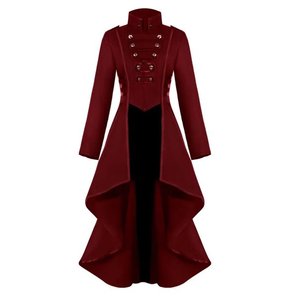 Mittelalterlicher Vinatge Unregelmäßiger Rocksaum Schwarzer Graben Damen Frack Steam Punk Gothic Windjacke Cape Straßenumhang Lange Jacken 240219