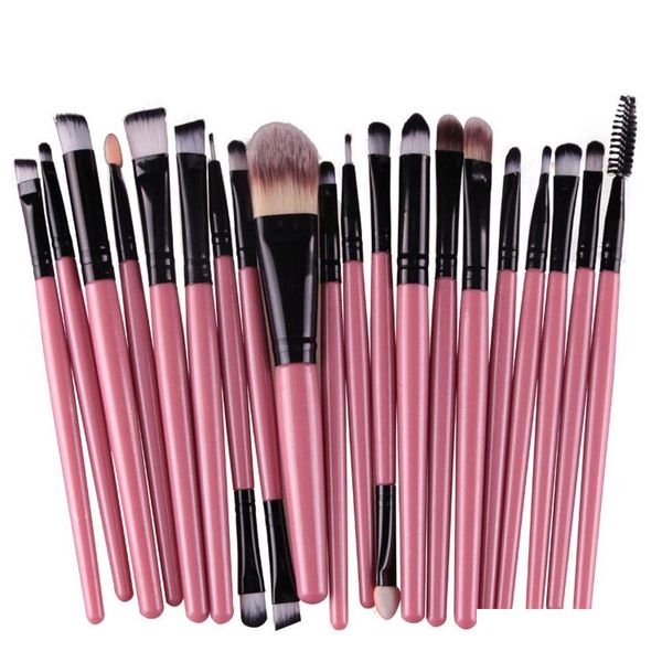 Pincéis de maquiagem 20 Pc Mulheres Pincéis de Maquiagem Ferramentas Kit de Higiene Pessoal Lã Make Up Brush Set Pro Blending Eyeshadow Powder Foundation Eye Drop D Dhnja